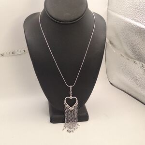 Dangling Heart & Faux Pearl Heart Necklace - Mbarnes Productions 18"